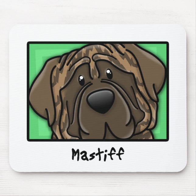 Alfombrilla De Ratón Mastín Brindle cuadrado del dibujo animado (Frente)