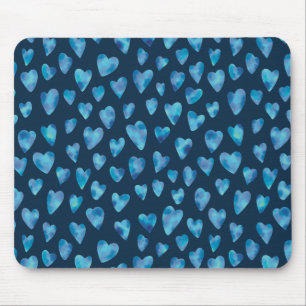 Alfombrilla De Ratón Mat del ratón del corazón de color azul de la mari