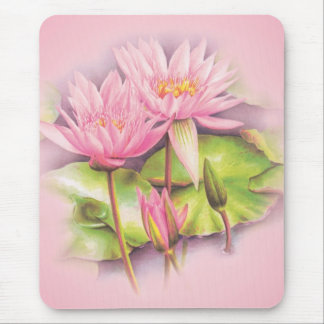 Alfombrilla De Ratón Mata de ratón floral de arte fino rosa con lirio d