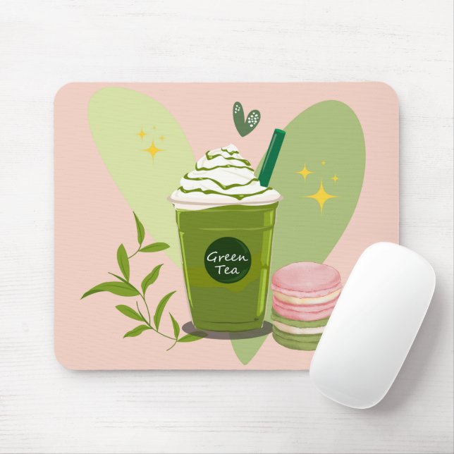 Alfombrilla De Ratón Matcha y Macarons (Con ratón)