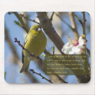 Alfombrilla De Ratón Mateo 6:26 Goldfinch Mousepad