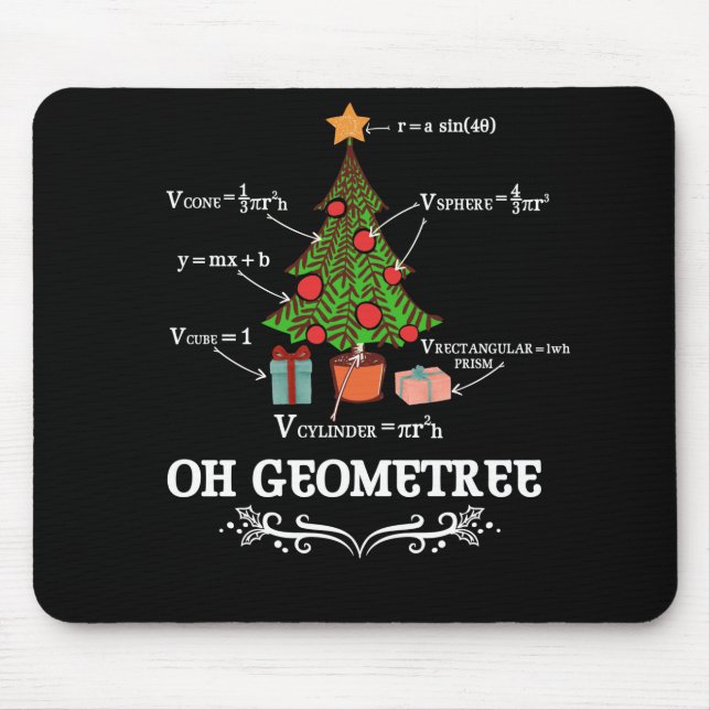 Alfombrilla De Ratón Math Geometry Christmas Tree Geometree Teacher (Frente)