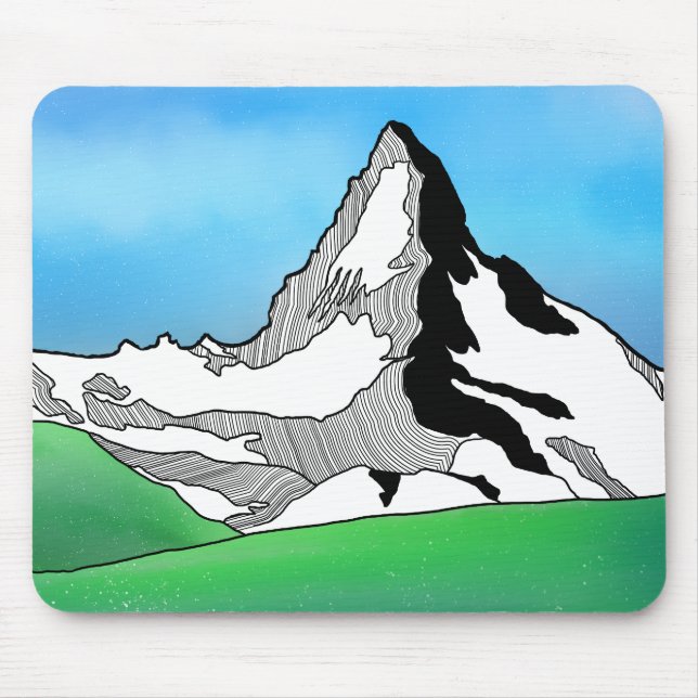 Alfombrilla De Ratón Matterhorn Suiza Línea de arte acuarela (Frente)
