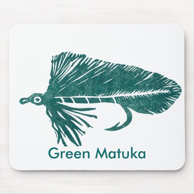 Alfombrilla De Ratón Matuka verde clásico de trucha Fly Mousepad (Frente)