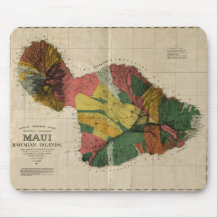 Alfombrilla De Ratón Maui - Mapa de la encuesta anticuaria vintage de H
