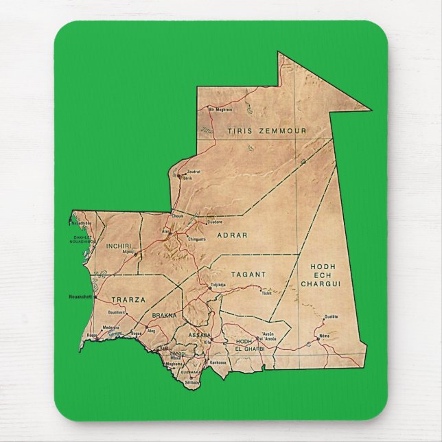 Alfombrilla De Ratón Mauritania Map Mousepad (Frente)