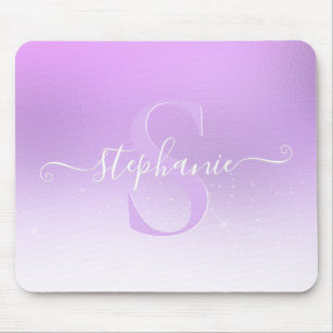 Alfombrilla De Ratón Mauve Violet Shimmer Sparkle Purpurina Monograma