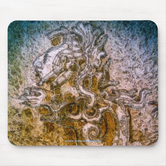 Alfombrilla De Ratón MAYAN SERPENT DIOS Anciano Art Mousepad (Frente)