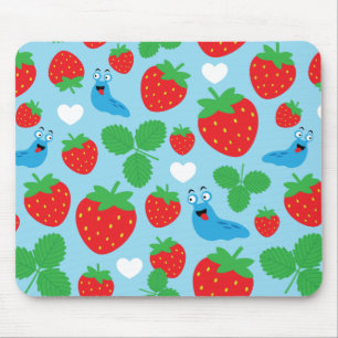 Alfombrilla De Ratón Me encanta el patrón sin mar de las fresas