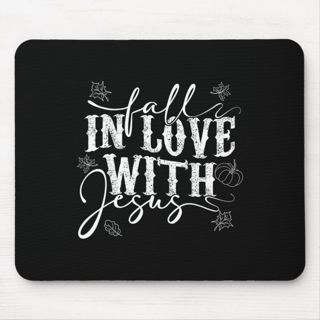 Alfombrilla De Ratón Me Encanta Jesús Caer Hojas Y Calabaza En El Otoño (Frente)