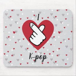 Alfombrilla De Ratón Me encanta K-pop Red Gray Finger Heart Mouse Pad