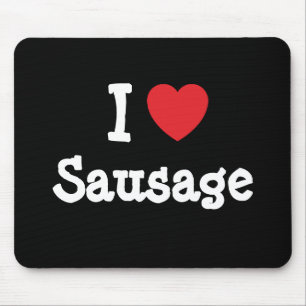 Alfombrilla De Ratón Me encanta la camiseta del corazón de Sausage
