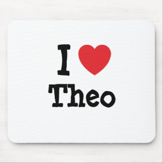 Alfombrilla De Ratón Me encanta la camiseta del corazón de Theo