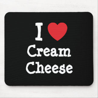 Alfombrilla De Ratón Me encanta la camiseta del corazón del queso crema