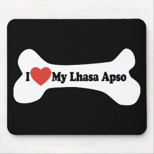 Alfombrilla De Ratón Me encanta mi lahasa apso - hueso de perro