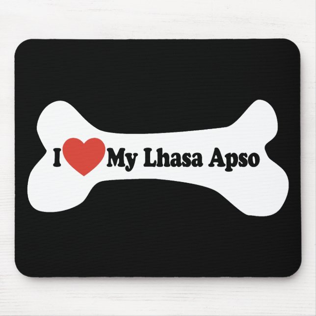 Alfombrilla De Ratón Me encanta mi lahasa apso - hueso de perro (Frente)