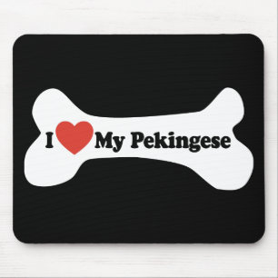 Alfombrilla De Ratón Me encanta mi pekingés - Hueso de perro