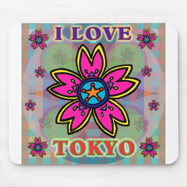 Alfombrilla De Ratón "ME ENCANTA TOKIO" Flores Mousepad (Frente)