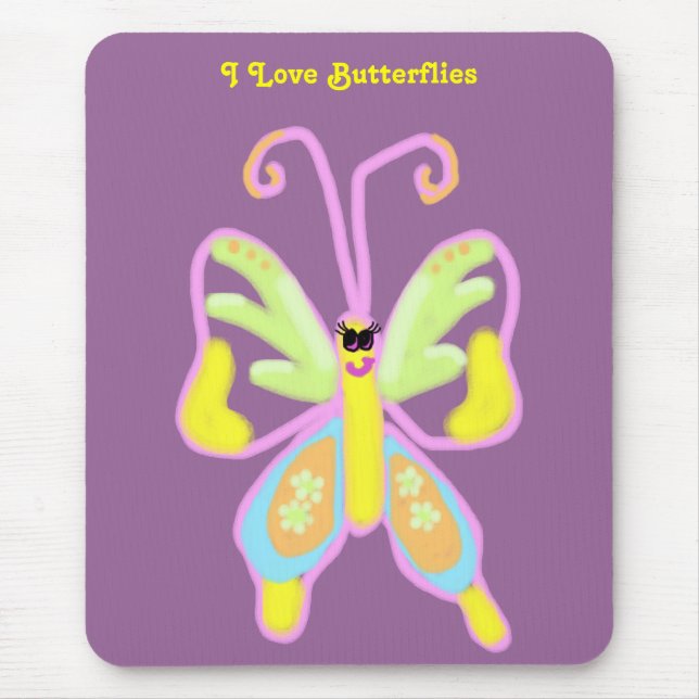 Alfombrilla De Ratón Me encantan las mariposas Mousepad (Frente)