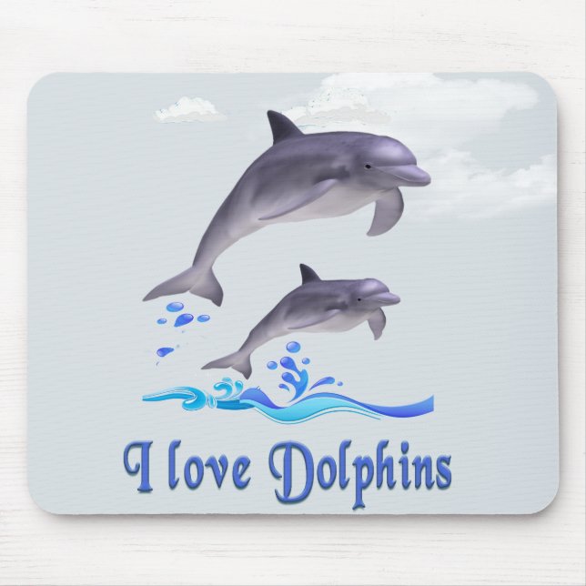 Alfombrilla De Ratón Me encantan los delfines (Frente)