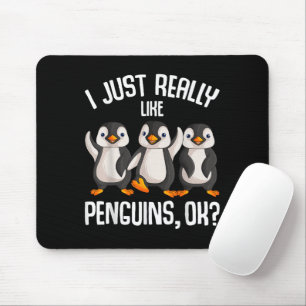 Alfombrilla De Ratón Me Encantan Los Pingüinos Niñas Niños Mujeres P