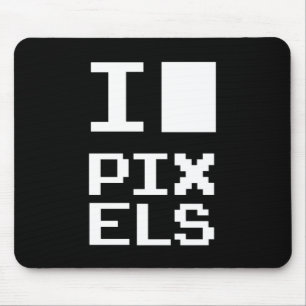 Alfombrilla De Ratón Me encantan los píxeles, diseño geek, arte de píxe