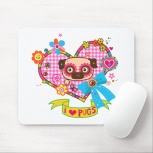 Alfombrilla De Ratón ¡Me Encantan Los Pugs! Mousepad