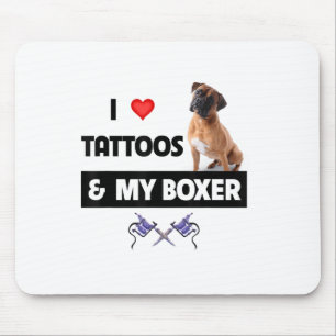 Alfombrilla De Ratón Me Encantan Los Tatuajes Y Mi Bulldog De Boxer Tat