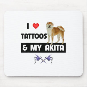 Alfombrilla De Ratón Me Encantan Los Tatuajes Y Mi Perro Akita Tattoooo