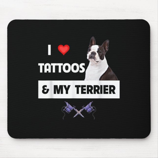 Alfombrilla De Ratón Me Encanto De Los Tatuajes Y De Mi Perro Collie Fr (Frente)