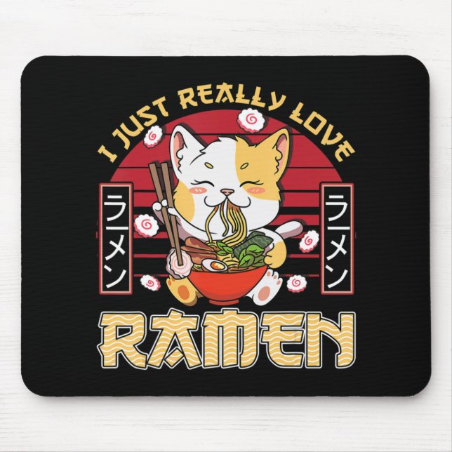 Alfombrilla De Ratón Me Encanto Realmente Ramen Kawaii Anime Cat Ramen  (Frente)