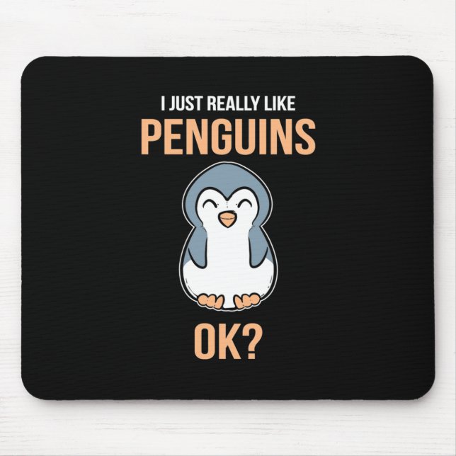 Alfombrilla De Ratón Me Gusta El Pingüino (Frente)