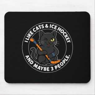 Alfombrilla De Ratón Me gustan los gatos, el hockey sobre hielo y tal v