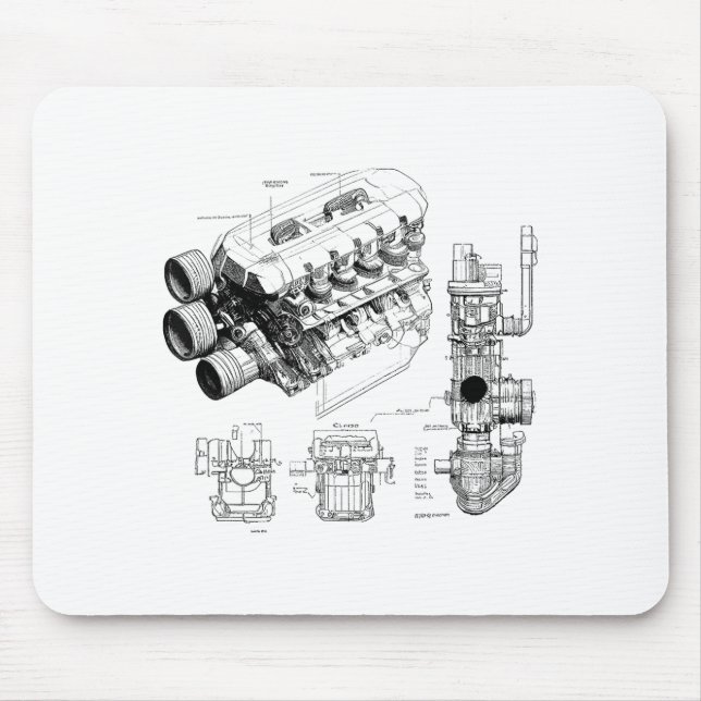 Alfombrilla De Ratón Mechanics Car Enthusiast Men Engine Eces  (Frente)
