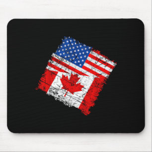 Alfombrilla De Ratón Media bandera estadounidense y canadiense hoja de