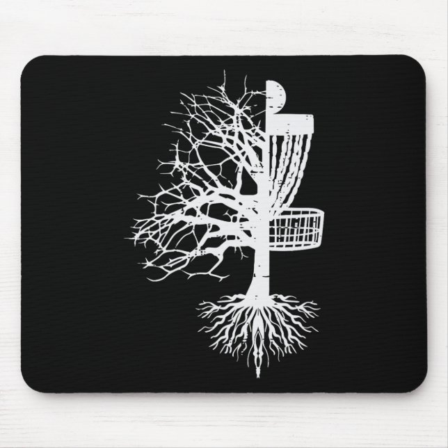 Alfombrilla De Ratón Media Disco Golf Esbozo Árbol Divertido Frisbee Fr (Frente)