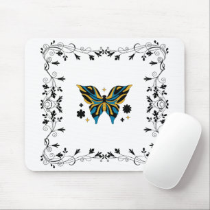 Alfombrilla De Ratón Mediana Noche Mariposa – Diseño de Mariposa Floral