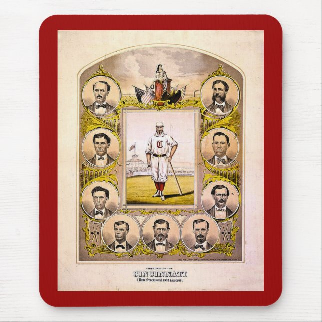 Alfombrilla De Ratón Medias rojas de Cincinnati de 1869 (Frente)