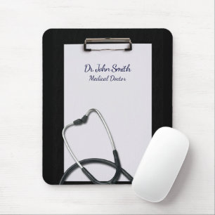 Alfombrilla De Ratón Medical Black Clipboard with Stethoscope