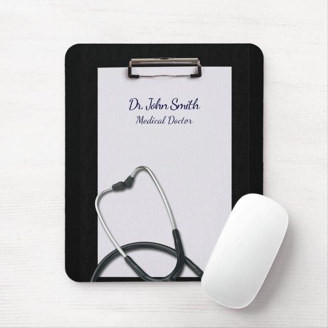 Alfombrilla De Ratón Medical Black Clipboard with Stethoscope (Con ratón)