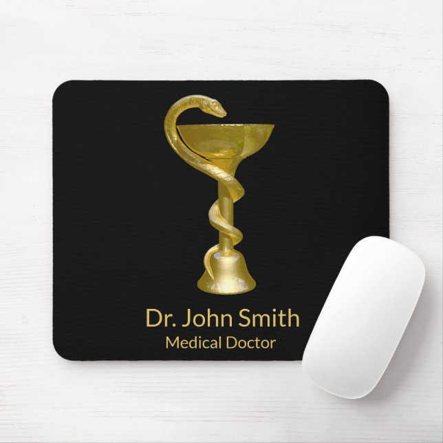 Alfombrilla De Ratón Medical Classy Snake Bowl Hygieia Gold Caduceus (Con ratón)