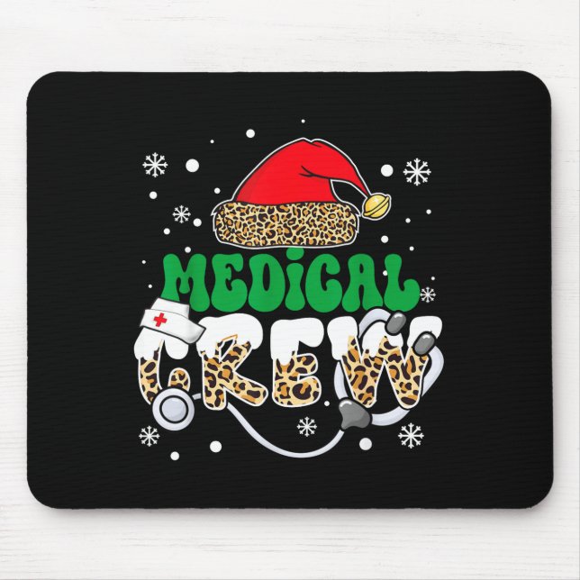 Alfombrilla De Ratón Medical Crew Nurse Leopard Santa Hat Stethoscope C (Frente)