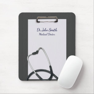 Alfombrilla De Ratón Medical Gray Clipboard with Stethoscope