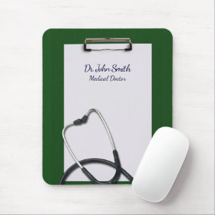 Alfombrilla De Ratón Medical Green Clipboard with Stethoscope