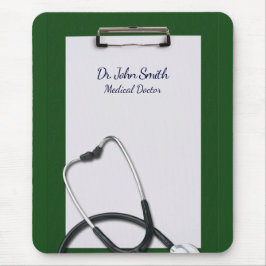 Alfombrilla De Ratón Medical Green Clipboard with Stethoscope