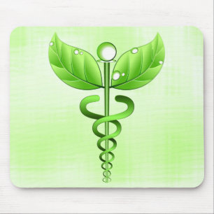 Alfombrilla De Ratón Medicina alternativa Caduceus verde claro