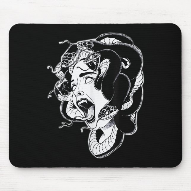 Alfombrilla De Ratón Medusa Blackwork Tattoo Flash (Frente)