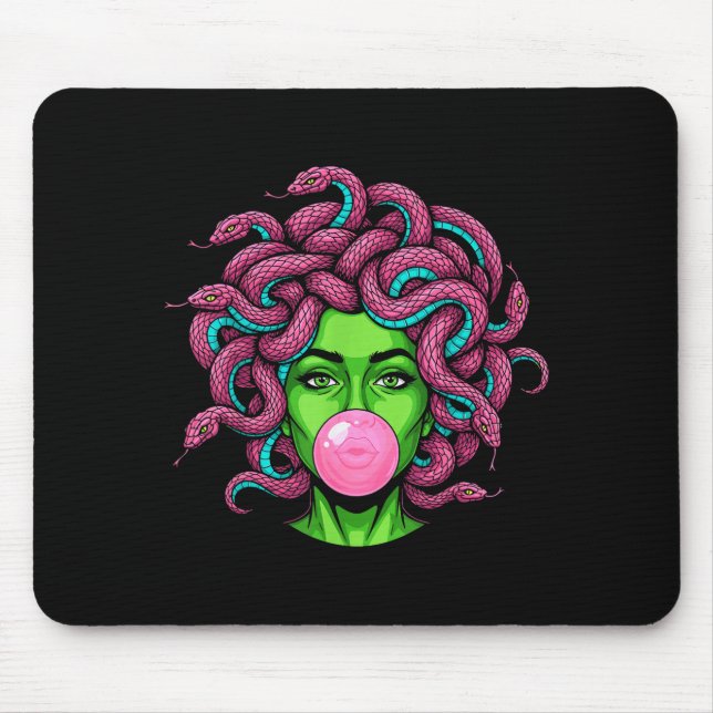 Alfombrilla De Ratón Medusa Blowing Bubblegum P Art Mythology Design  (Frente)