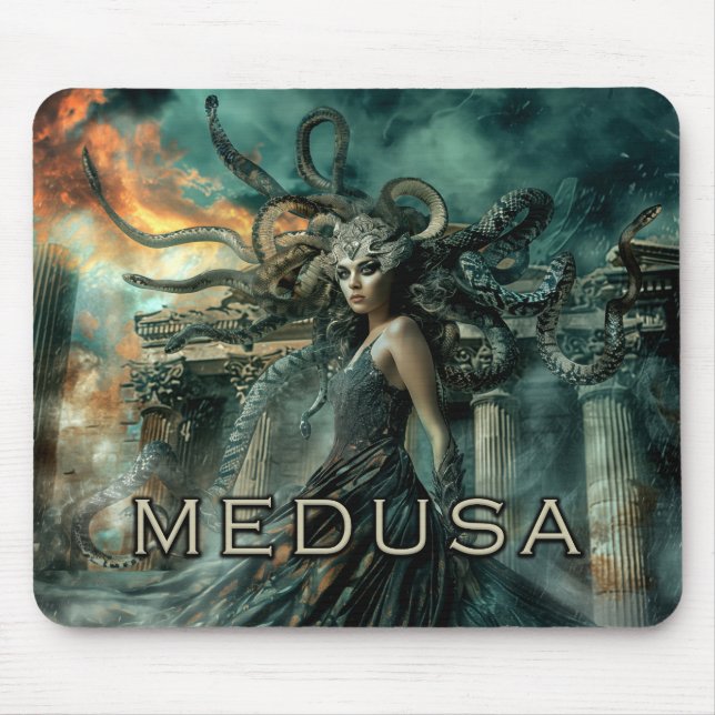 Alfombrilla De Ratón Medusa, diosa de las serpientes de mitología grieg (Frente)