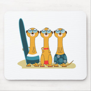 Alfombrilla De Ratón Meercats que practica surf